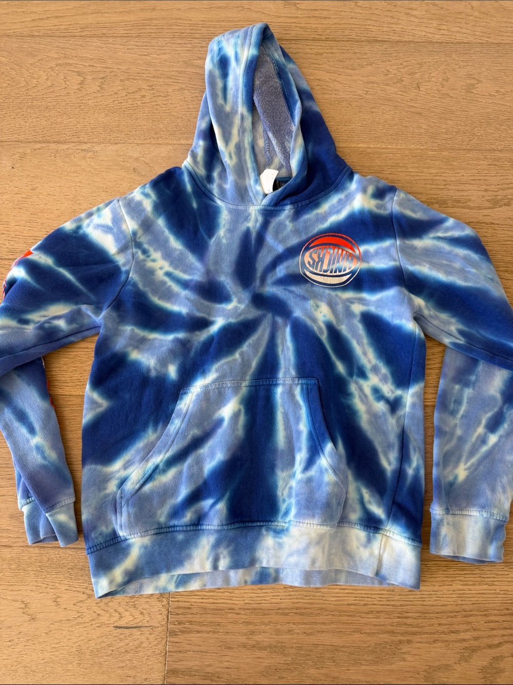 NBA Kids Blue Tie-Dye Pullover Hoodie with Team Patch